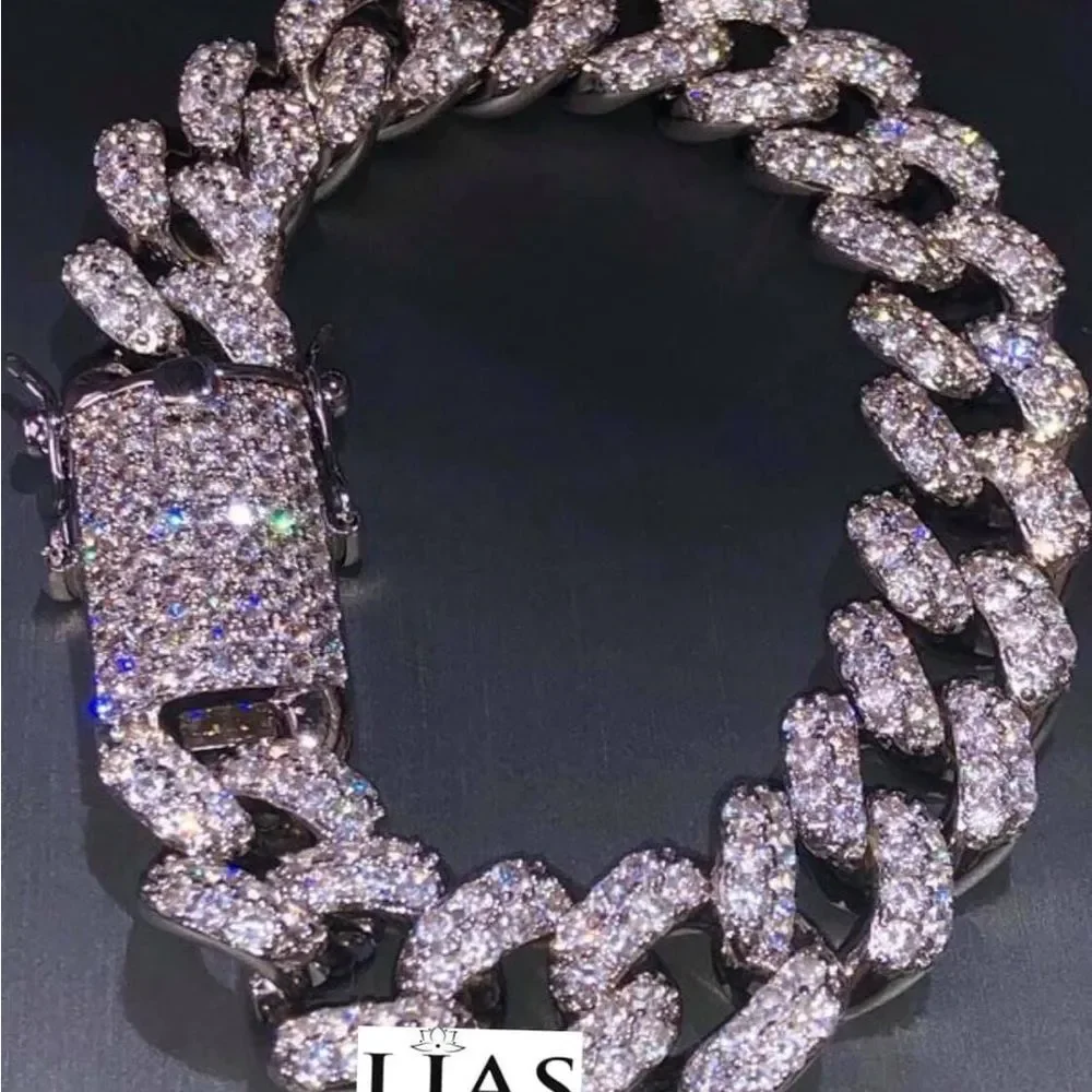 New 18k white gold filled Cuban link bracelet